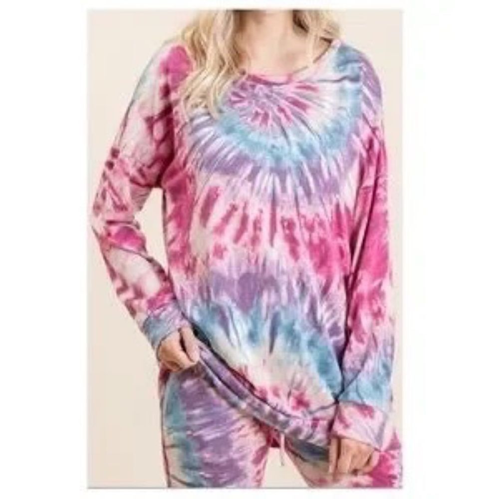 Tie Dye Top Lightweight Long Sleeves Large